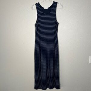 Marine Layer size XL tank dress midi navy stripe bodycon tencel stretch
